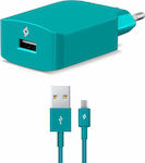 TTEC Ladegerät mit USB-A Anschluss und Kabel Micro-USB 10W Türkis (SpeedCharger)