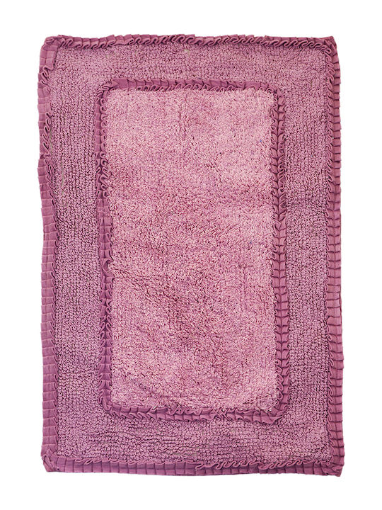 Lino Home Bath Mat Cotton Quadro 2500000075 Lilac 60x100cm