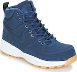Nike Kids Leather Hiking Boots Manoa Leather Grade School Navy Blue