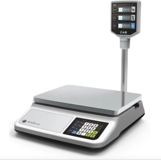 CAS PR-II Elektronisch Einzelhandelswaage mit Säule mit einer Wiegekapazität von 6kg und einer Unterteilung von 2gr