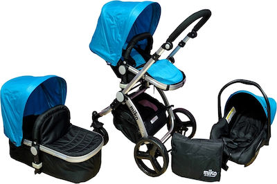 Miko Travel System Reglabil 3 în 1 Cărucior pentru copii Potrivit pentru Nou-născut Albastru MTSBlue