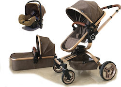 Miko T360 Adjustable 3 in 1 Baby Stroller Suitable for Newborn Brown T360Brown