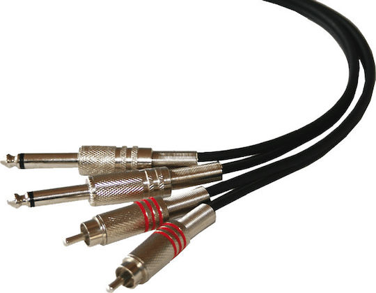 Ibiza Sound Kabel 2x 6,3mm Stecker - 2x RCA-Stecker 1.5m Schwarz (CM1.5RJ-2)