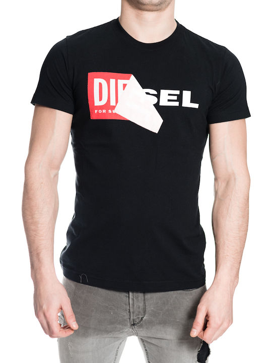 Diesel T Diego QA Men s T Shirt with Logo Black 00SF9H 0091B 900