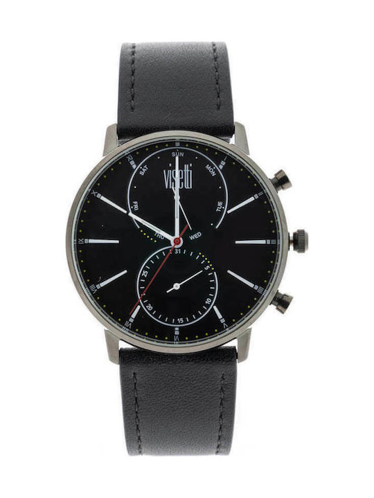 Visetti Watch Battery with Black Leather Strap WN-636BB