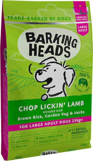 Barking Heads Chop Lickin' Lamb 12kg Ξηρά Τροφή χωρίς Σιτηρά & Γλουτένη για Ενήλικους Σκύλους Μεγαλόσωμων Φυλών με Αρνί και Καστανό Ρύζι
