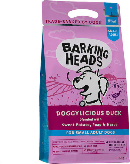 Barking Heads Doggylicious 1.5kg Dry Food Grain-Free & Gluten-Free for Adult Small Breed Dogs with Duck, Potatoes and Fish