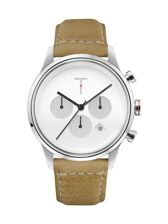 Tylor Tribe Watch Chronograph Battery with Beige Leather Strap