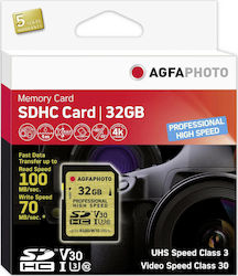 AgfaPhoto Professional High Speed SDHC 32GB Clasa 10 U3 V30 Viteză mare