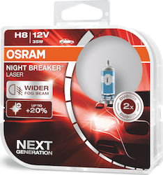 Osram Lamps Car Night Breaker Laser H8 Halogen 12V 35W 2pcs