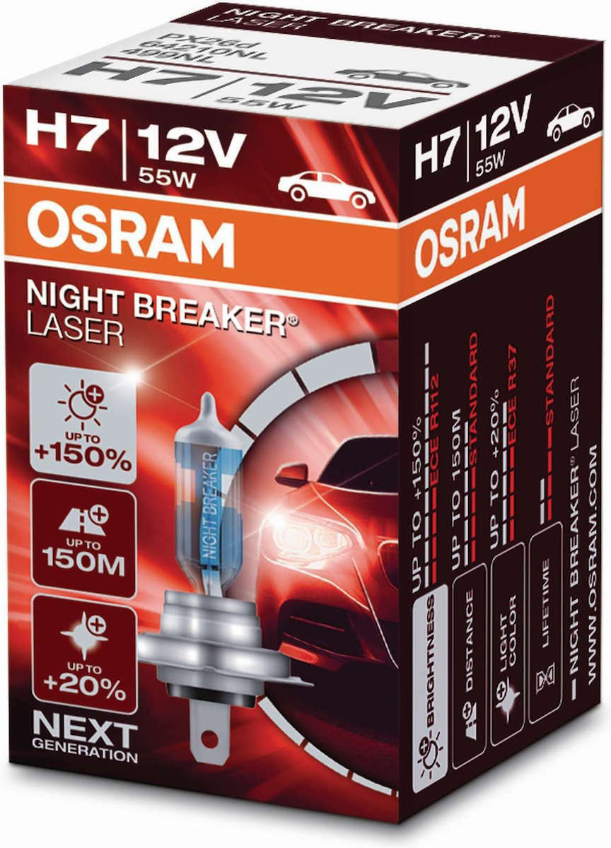 OSRAM H7 12V 55W New Night Breaker Laser Next Generation Car Lamps