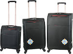 Diplomat Travel Suitcases Hard Black with 4 Wheels Set 3pcs