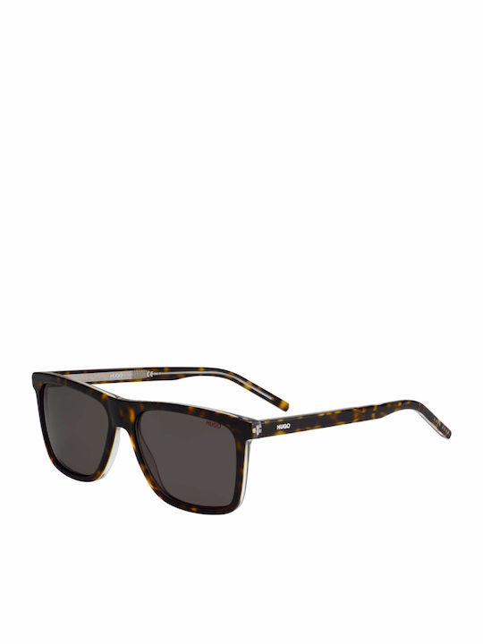 Hugo Boss Men's Sunglasses with Brown Tartaruga Acetate Frame and Black Lenses HG 1003/S KRZ/70