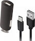 Forever Φορτιστής Αυτοκινήτου Μαύρος Car charger 2A & Type-C Cable Black Συνολικής Έντασης 2A με μία Θύρα USB μαζί με Καλώδιο Type-C