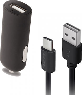 Forever Car Charger Black Car charger 2A & Type-C Cable Black Total Intensity 2A with a Port USB with Cable Type-C