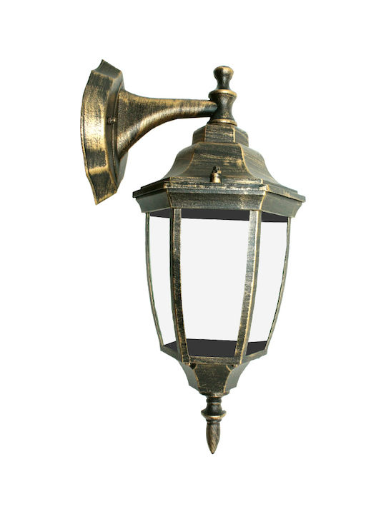 Aca Wall-Mounted Outdoor Lantern IP44 E27 Gold