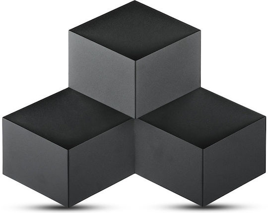 V-TAC Modern Leuchte Wand mit Integrierter LED und Warmweißes Licht Schwarz 44x33.5x7.5cm