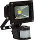 VK Lighting Στεγανός Προβολέας LED 10W Θερμό Λευκό 3000K με Αισθητήρα Κίνησης IP65