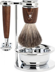 Muhle Pinsel S81H220SSR Shaving Set with Badger Hair Bristles Brown