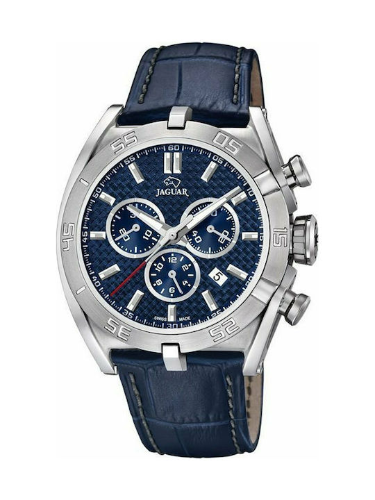 Jaguar Uhr Chronograph Batterie mit Blau Lederarmband J857/2