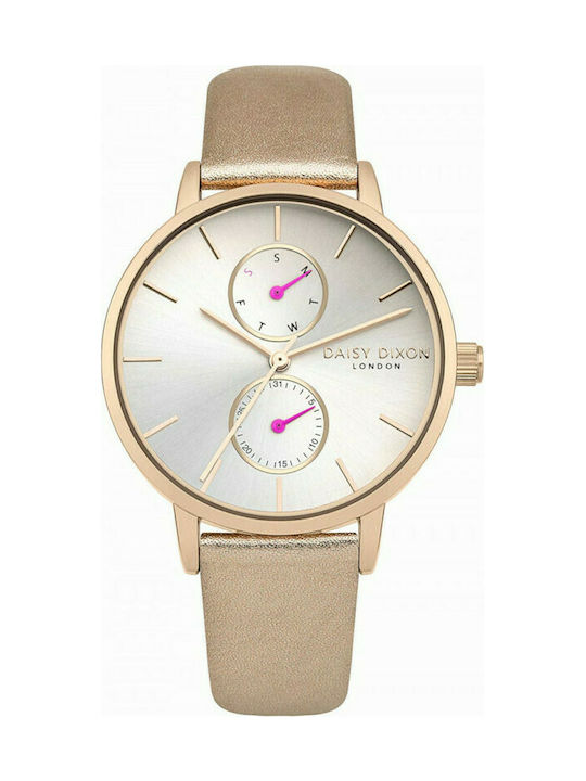 Daisy Dixon Mia Watch Chronograph with Gold Leather Strap