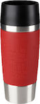 Tefal Travel Mug Glass Thermos Stainless Steel Red 500ml with Mouthpiece K30842