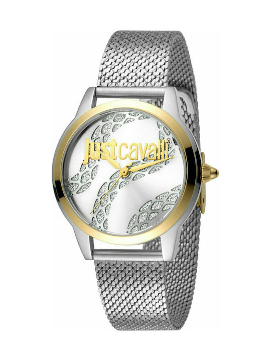 Just Cavalli Uhr Automatisch mit Silber Metallarmband JC1L050M0285