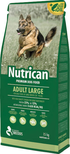 Nutrican Adult Large 15kg Dry Food for Adult Large Breed Dogs with Corn and Chicken