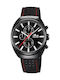 Lotus Watches Ceas Barbati 41mm Cronograf Baterie cu Curea din Piele Neagră
