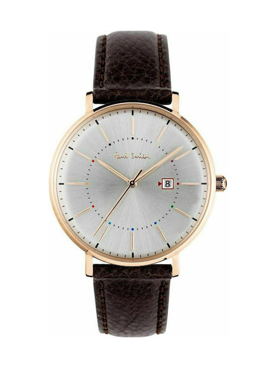 Paul Smith Track Watch Battery with Brown Leather Strap