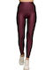 Women's Long Training Legging Shiny & High Waisted Eggplant
