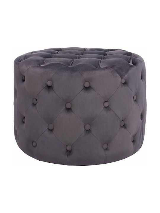 Stool For Living Room Upholstered with Velvet Kassie Gray 60x60x43cm