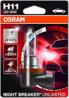 Osram Night Breaker Unlimited +110% Car H11 Light Bulb Halogen 12V 55W  64211NBU-01B