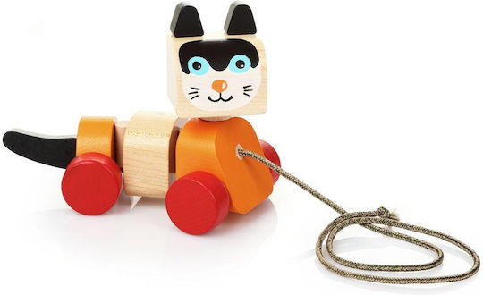 Cubika Pull-Along Toy Push & Pull Kitty made of Wood for 18++ Months