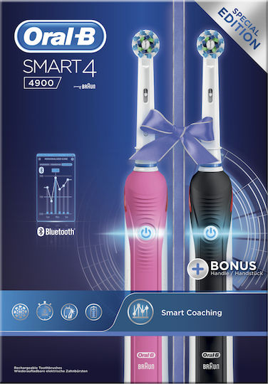 Oral-B Smart 4 4900 Duo Pack Ηλεκτρική Οδοντόβουρτσα με Χρονομετρητή και Αισθητήρα Πίεσης Πολύχρωμο Διπλή Συσκευασία