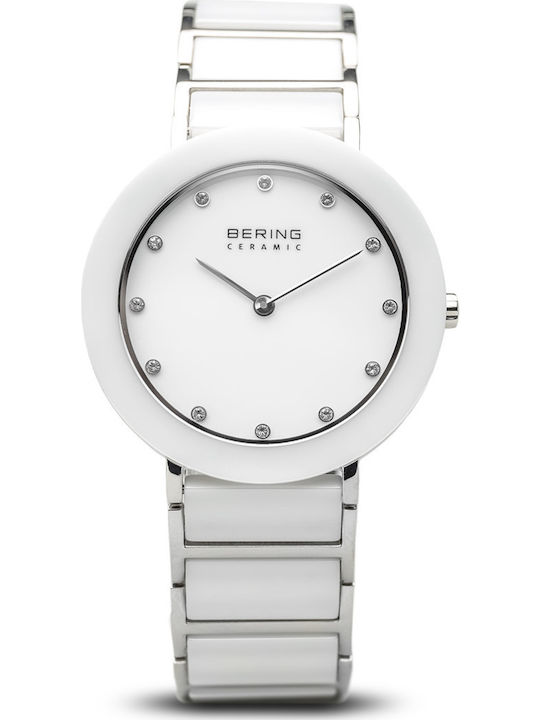 Bering Time Γυναικείο Ρολόι 35mm Μπαταρίας με Λευκό Μεταλλικό Μπρασελέ