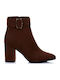 Sante Suede Women's Ankle Boots with Medium Heel Tabac Brown