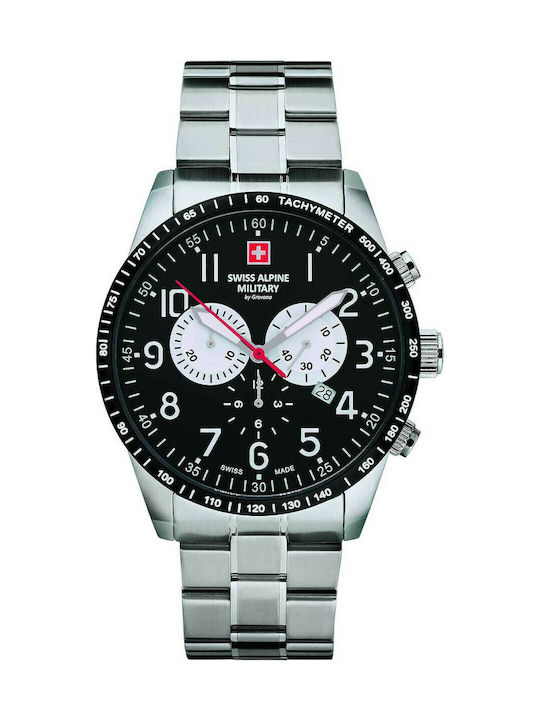 Swiss Alpine Military by Grovana Ceas Bărbătesc 45mm Cronograf Baterie cu Argintie Brățară Metalică