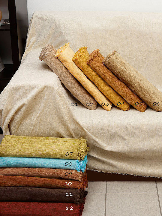 Sunshine Σενίλ 2 Ριχτάρι Πολυθρόνας Chenille 240x180εκ. Μπεζ 141-28-2