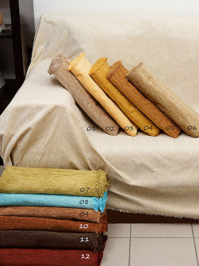 Sunshine Chenille 2 Armchair Throws 240x180cm Beige