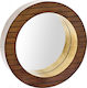 Iliadis Wall Mirror with Brown Wooden Frame Diameter 41cm 1pcs