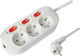 SFL SL8003 Steckdosenleiste 3 Positionen mit Schalter und Kabel 1.3m 2Stück