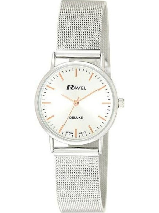 Ravel Deluxe Timeless Ceas Baterie cu Brățară din Metal Ravel Deluxe Timeless Ceas Baterie cu Brățară din Metal