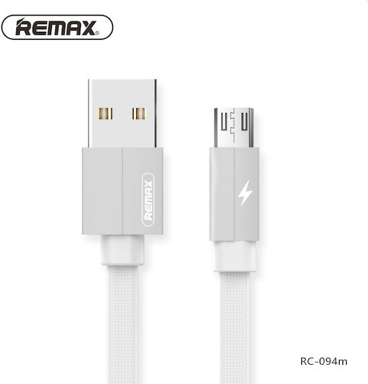 Remax Braided / Flat USB 2.0 to micro USB Cable Λευκό 1m (Kerolla)