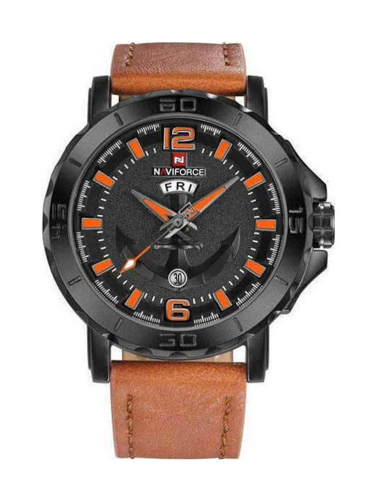 Naviforce 9122 Light Brown Uhr Batterie mit Braun Lederarmband