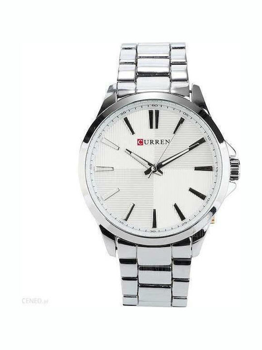Curren Silver / White Ανδρικό Ρολόι 44mm Μπαταρ...