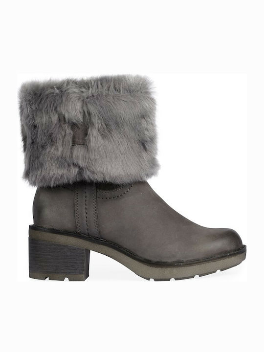 Tamaris Suede Women's Ankle Boots with Medium Heel & Fur Gray 1-26449-29-214