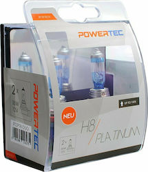 M-Tech Lămpi Autoturismului & Motocicletei Powertec Platinum +130% H8 Halogen 3250K Alb cald 12V 55W 2buc