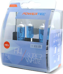 M-Tech Lămpi Autoturismului & Motocicletei Powertec Super White H4 Halogen 3450K Alb cald 12V 60W 2buc