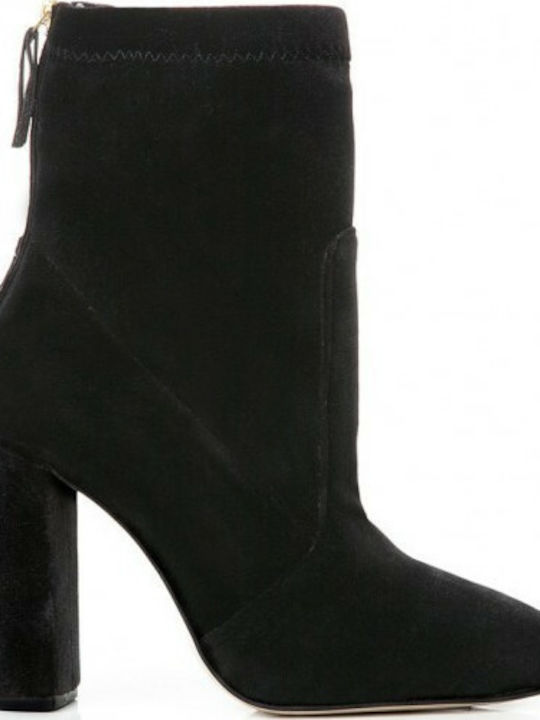 Sante Suede Women's Ankle Boots with High Heel Black